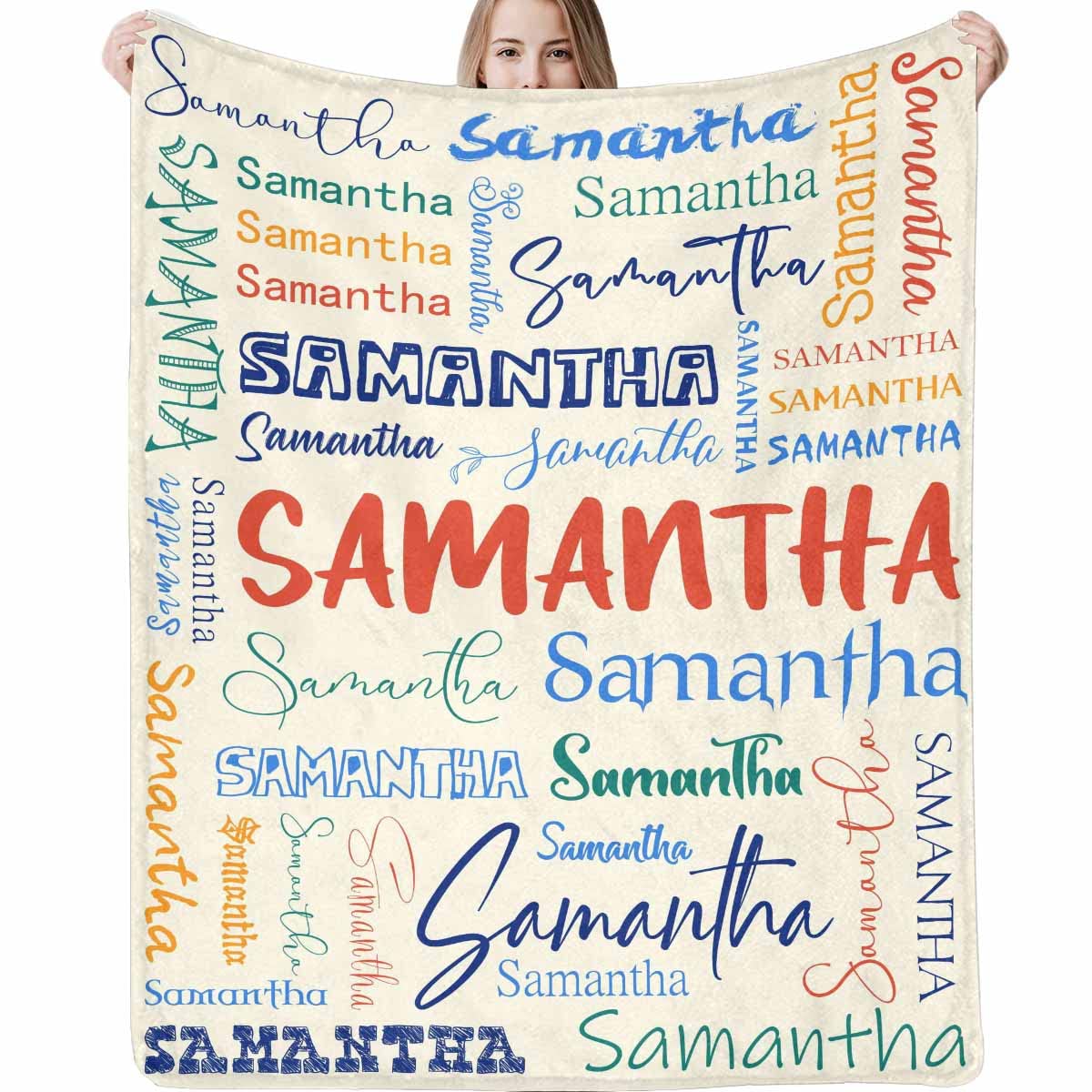 Custom Initials Name Fleece Blankets Light Cute Pattern Blanket Birthday Gifts Lightweight Soft All Season Quilt 30