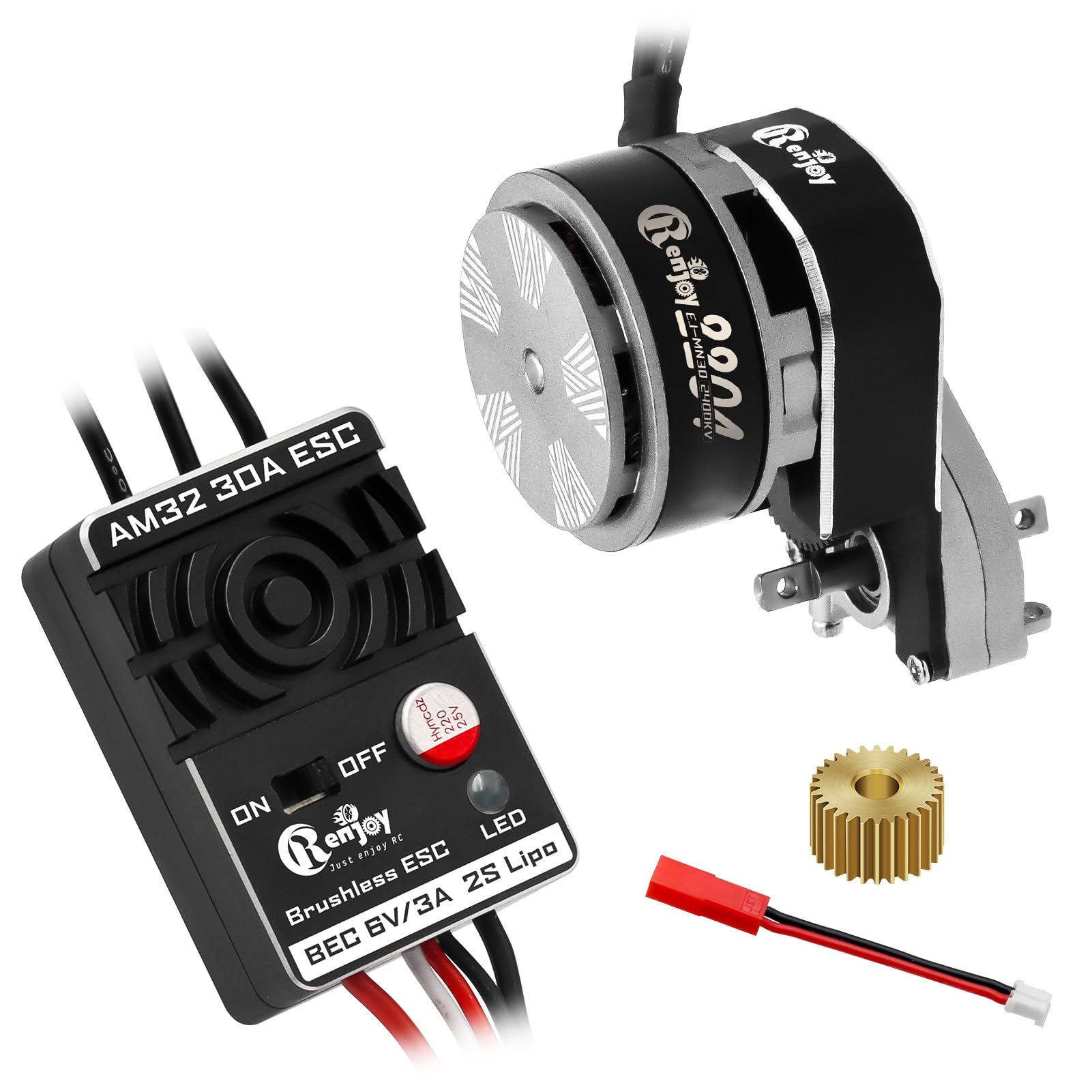 Photo 1 of 2204 2400KV Brushless Outrunner Motor with Transmission & 30A Brushless ESC Electric Speed Controller for Axial SCX24 1/24 Remote Control Car Crawler Truck (Titanium)