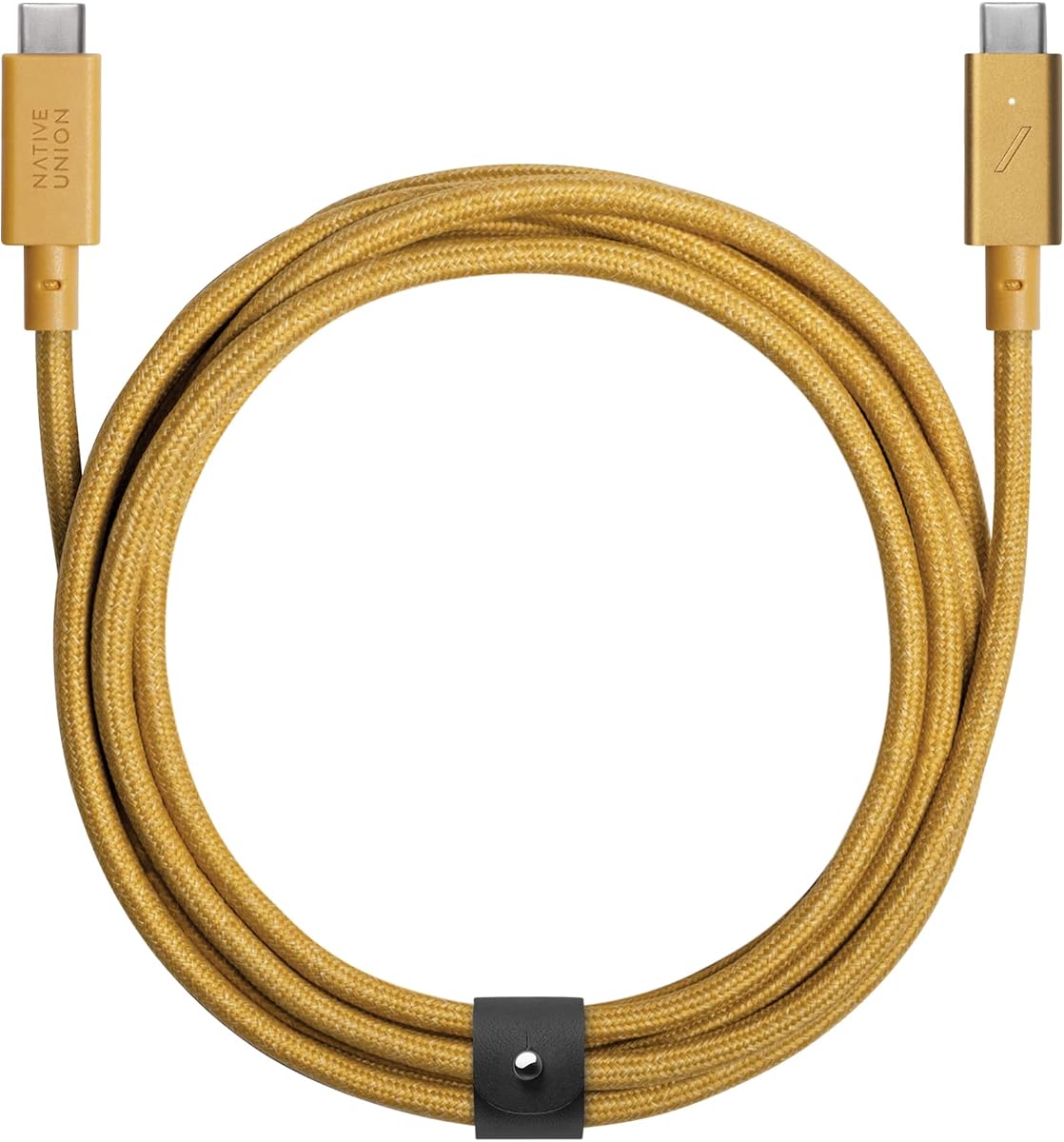 Native Union Type-C Belt Cable Pro - Cable de carga ultrarresistente USB-C a USB-C de 240 W de 8 pies con correa de cuero compatible con iPhone Air, 17e, 17 Pro Max, MacBook Pro 14"/16" M5, Air 13"/15" M5 (Kraft)