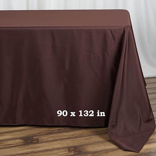 Miniatura 2 de BalsaCircle Mantel rectangular de poliéster de 90 x 132 pulgadas, color marrón chocolate para bodas, fiestas, eventos, cocina, comedor