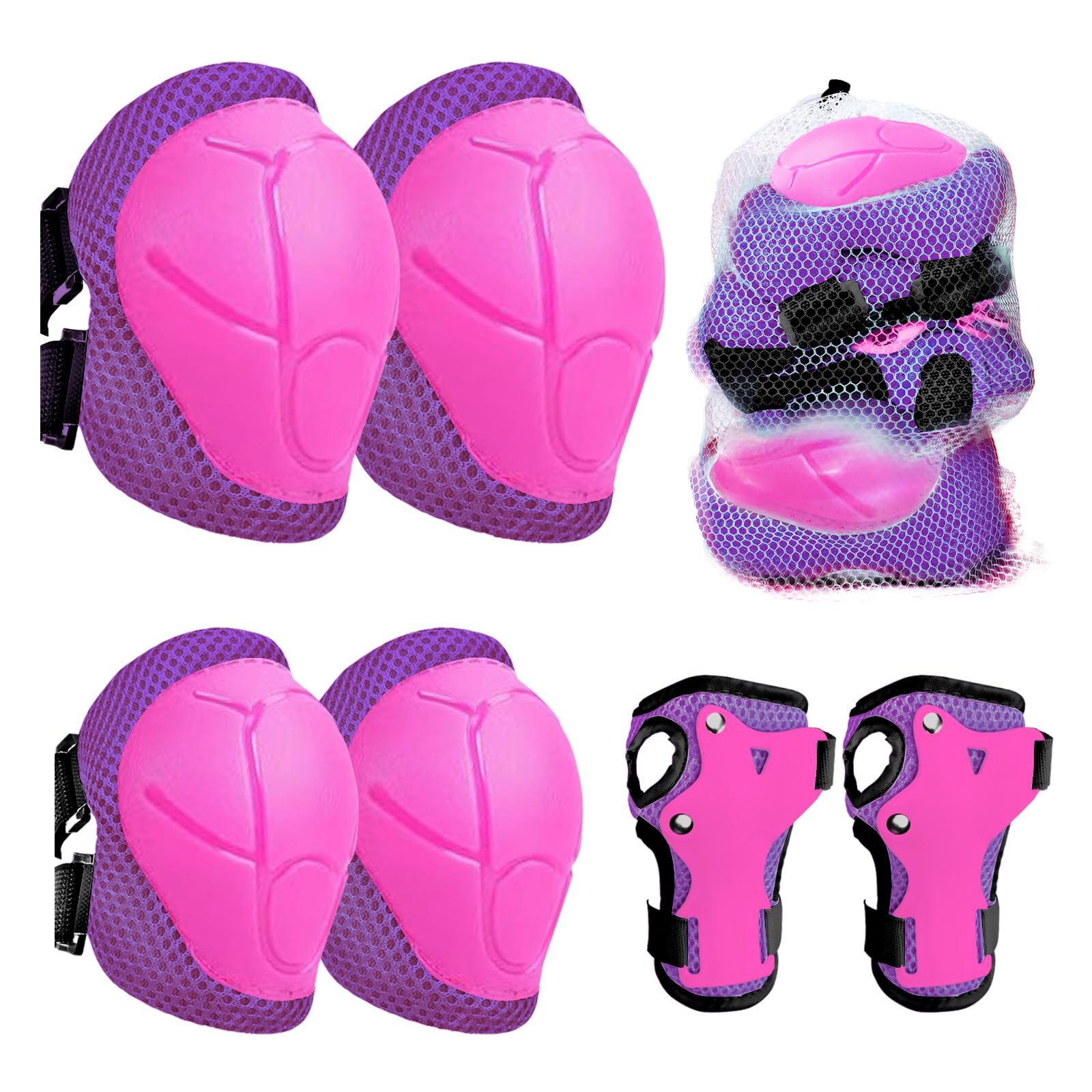 Genouillères 6 en 1 pour enfants protection poignet patinage cyclisme skateboard 3-8 ans