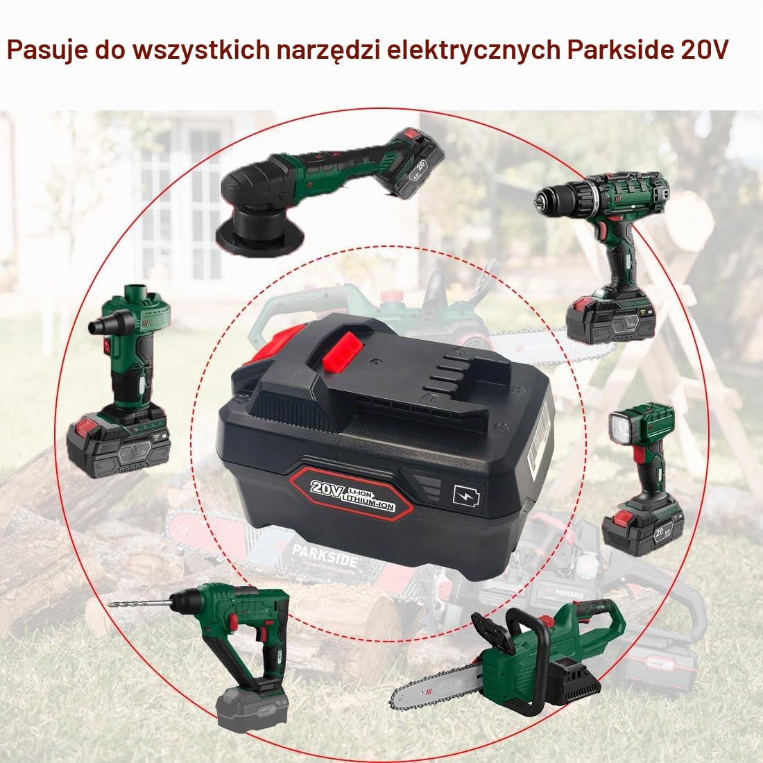 Akumulator 5,0 Ah do Parkside 20 V Pap 20 A3, Pap20 B3, kompatybilny z Parkside PSTA 20-Li A1, passk 20-li a1, PSSPA 20Li F4, PSSA 20Li B2, PAGHS C3