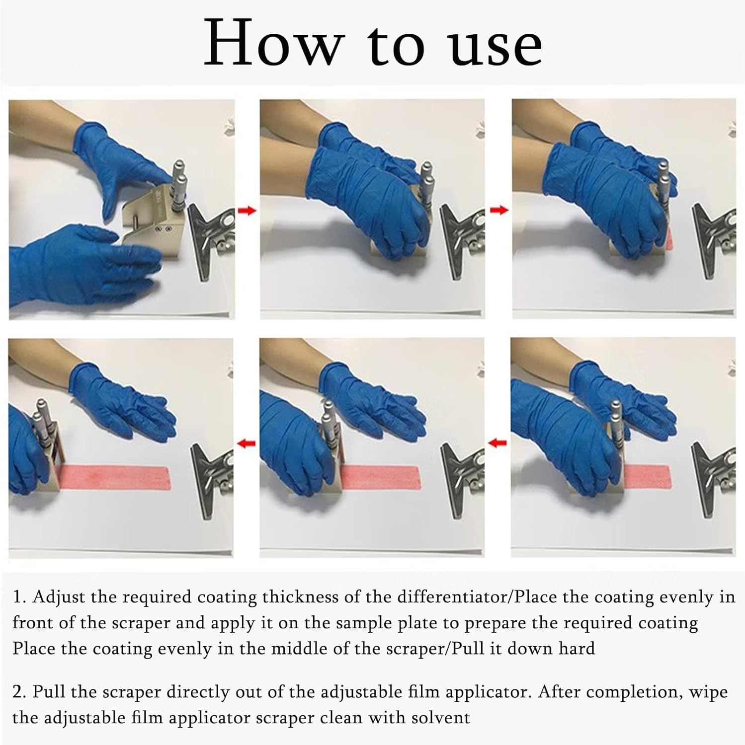 Magnetic Adjustable Film Applicator, Film Casting Doctor Blade, 55/100/150/200/300mm Effective Film Width, 0-3500μm Coating Thickness Adjustable, for Preparing Coatings On Glass, Steel, Aluminum