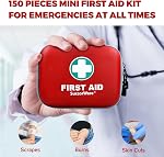SuccorWare 150 Pieces Mini First Aid Kit - Small Medical Kit with Hard Shell - Emergency First Aid Kit for Car, Travel, Home, Outdoor, Office, Camping, Hiking (Red)