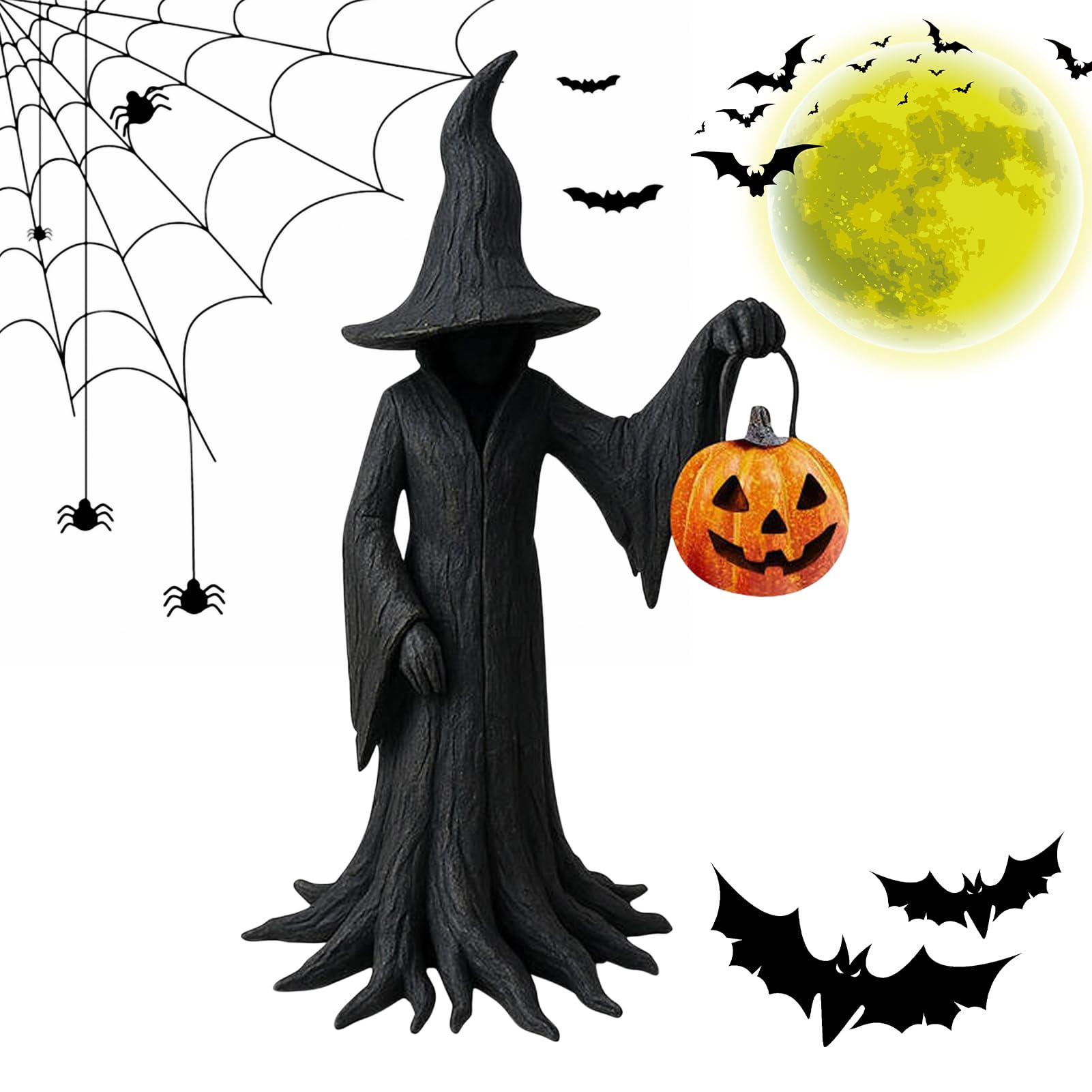 Figurine de sorcière d'Halloween en résine pour décoration rétro de salon