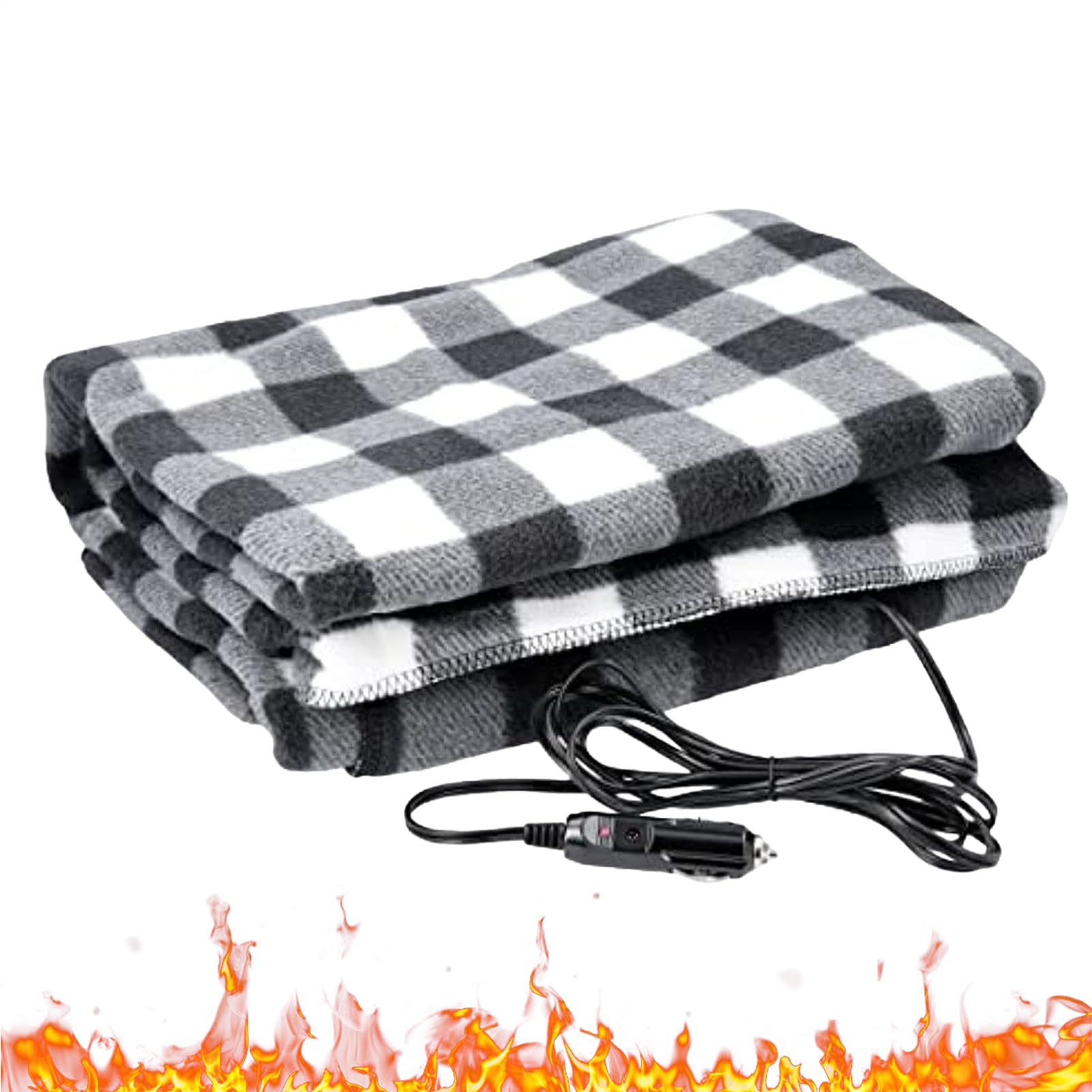 Coperta Riscaldante Per Auto Spegnimento Automatico Regolabile Morbida | Coperta Da Lancio Riscaldante Per Auto 12V Per Campeggio Viaggi Stradali Famiglia Donne Adulti Anziani