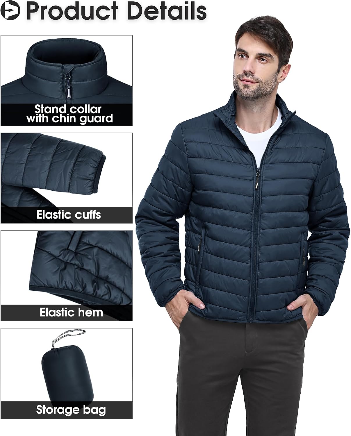 Outdoor Ventures Men's Packable Puffer Jacket Lightweight Winter Puffy Coat image 5