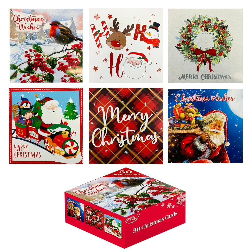 ZOPPER Charity Christmas Cards Pack of 30 with Envelopes, 6 Designs