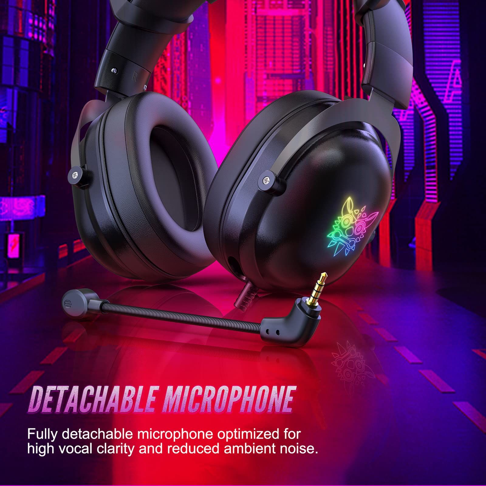 Karlak X11 Przewodowe słuchawki stereo do gier Surround Bass, słuchawki do gier nauszne słuchawki do gier z mikrofonem, światła RGB dla graczy komputerowych