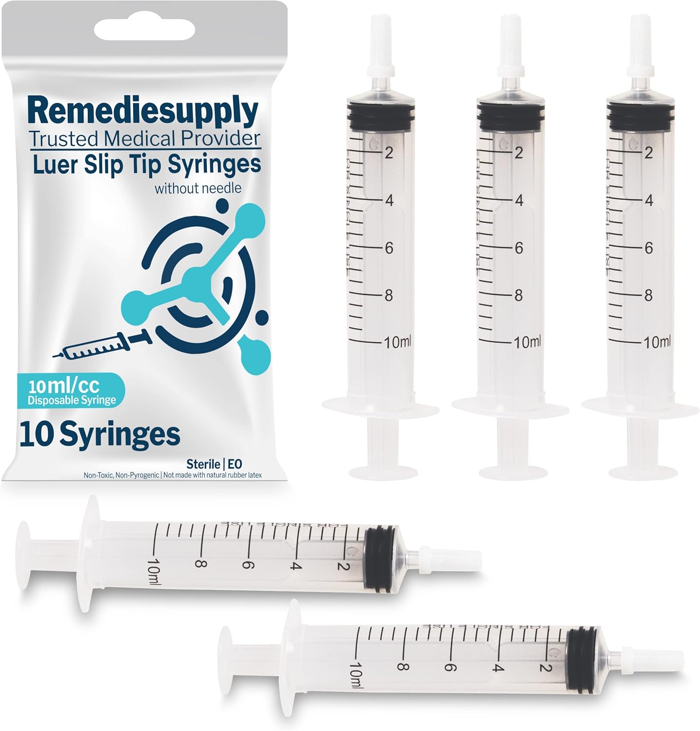 10 PCs 10 ml Syringes for Liquid with Caps Individually