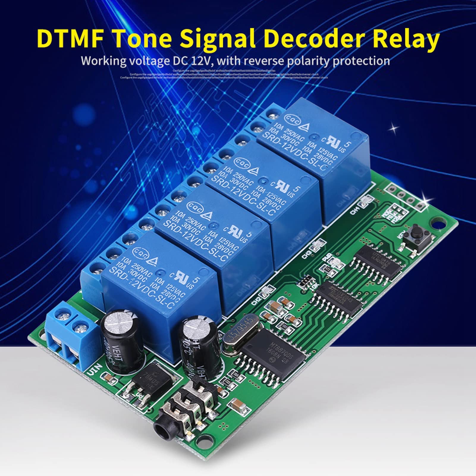AD22B04 12V Decodificador de señal 4 canales DTMF Tone Relay Phone Control remoto PLC