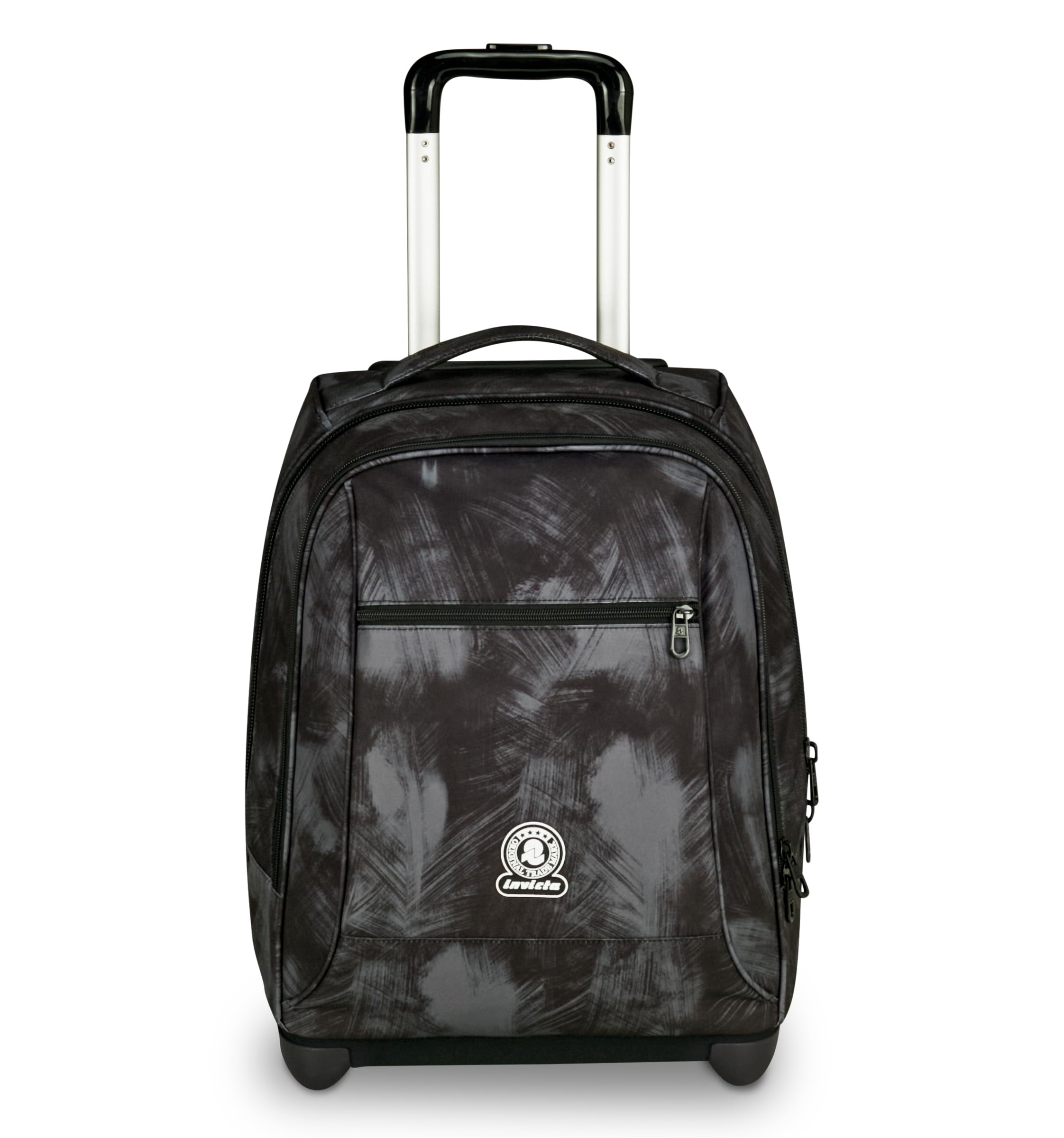 Invicta Trolley New Benin Fantasy, 36 L, Doppio Uso, Doppio Scomparto, Tasca Porta Borraccia, Scuola e Tempo Libero, Brushed Black, Bambini e Ragazzi, nero/grigio
