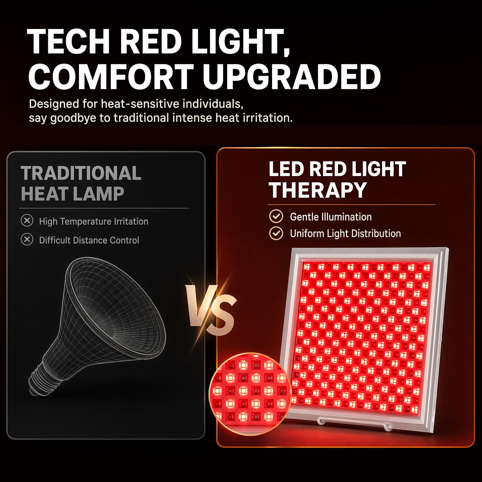 289 LED Rotlichtlampe 150W Infrarotlampe 660nm 850nm Red licht Panel con 5 niveles de brillo y Timer-Funktion Anti-Aging, Muskelschmerzen, Incluye soporte, control, gancho y gafas de protección
