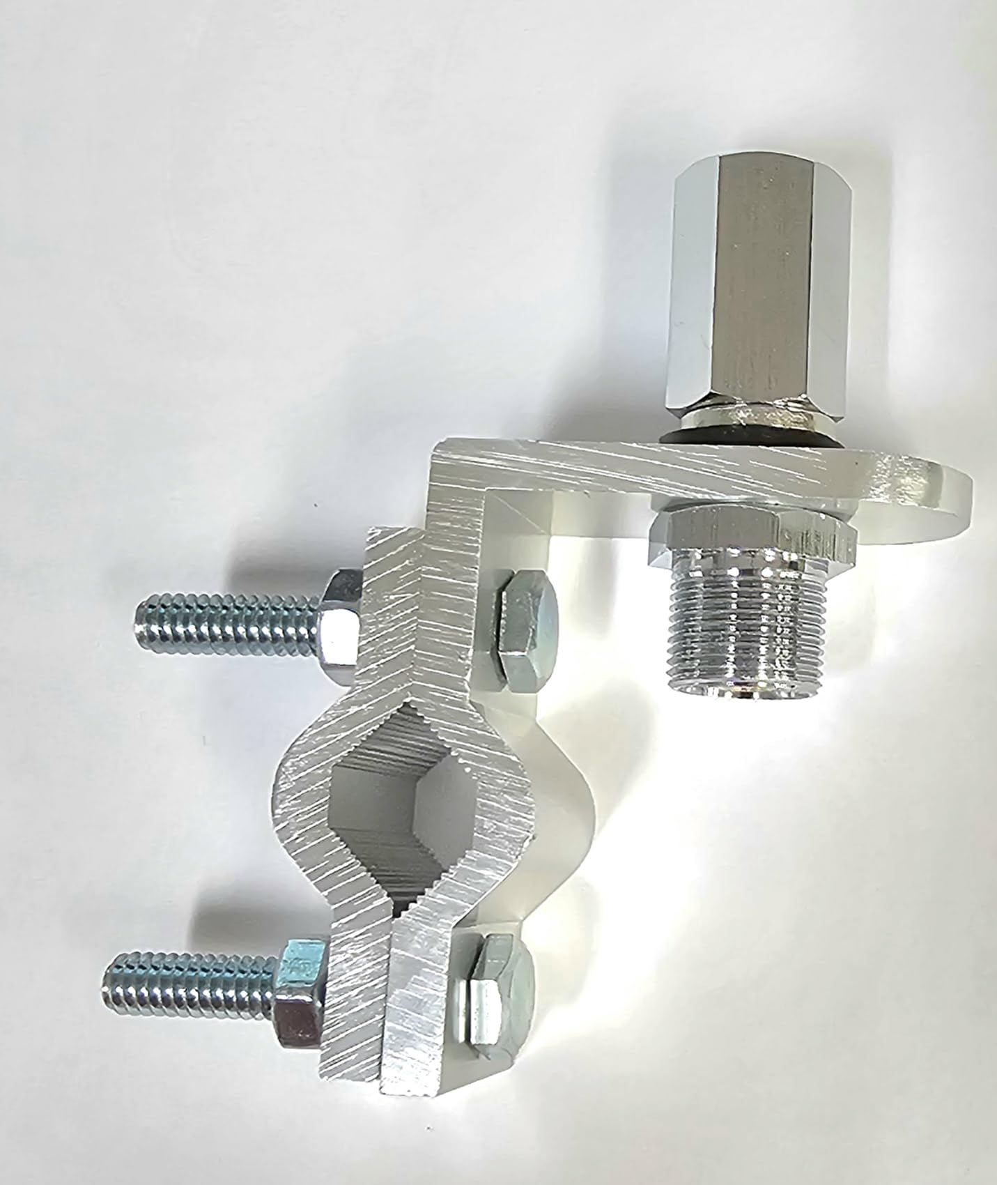 Pro Trucker Light-Weight Aluminum Double Groove Mirror Mount Slim 2-Bolt Design Includes SO-239 Stud for CB Radio Antennas with 3/8