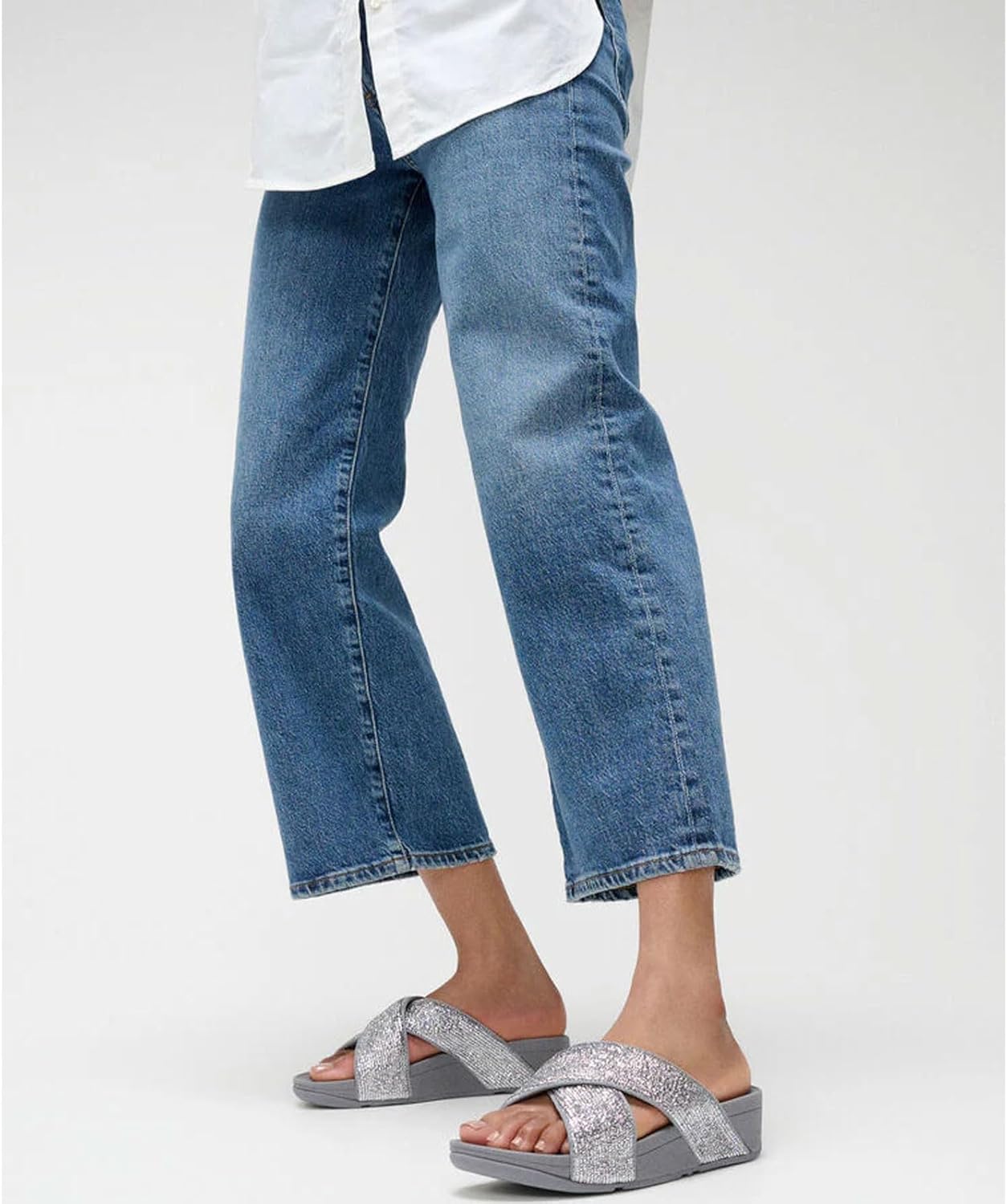 FitFlop Women's, Lulu Crinkled Shimmer Slide Sandal