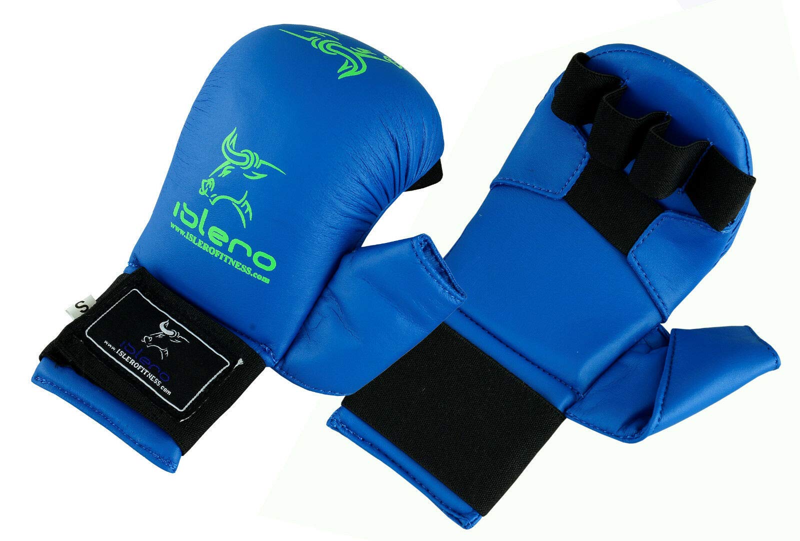 Islero PU Karate Sparring Mitt GEL Gloves MMA Judo Taekwondo Martial Arts Jiu-Jitsu (Blue, Large) - Image 3