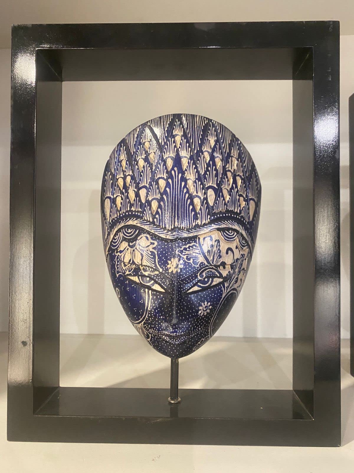 Pioneer Arts Handcrafted Handcrafted Wooden Multi Colour Decorative Tribal Mask with Stand for Home Decor 2