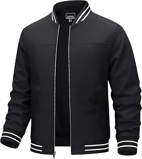 TACVASEN Mens Jacket Bomber Lightweight Windproof Coat for Daily Wear