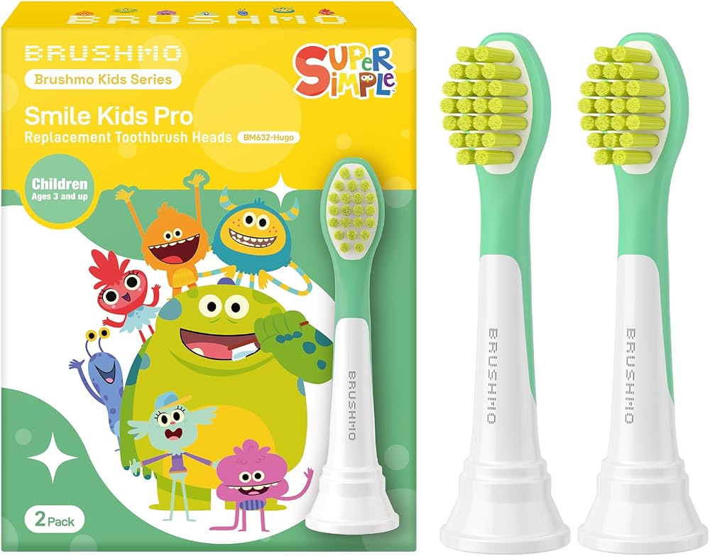 BRUSHMO Compact Replacement Brush Heads for Kids Ages 3+, Hugo 2 Pack — 사진 1