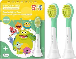 BRUSHMO Compact Replacement Brush Heads for Kids Ages 3+, Hugo 2 Pack