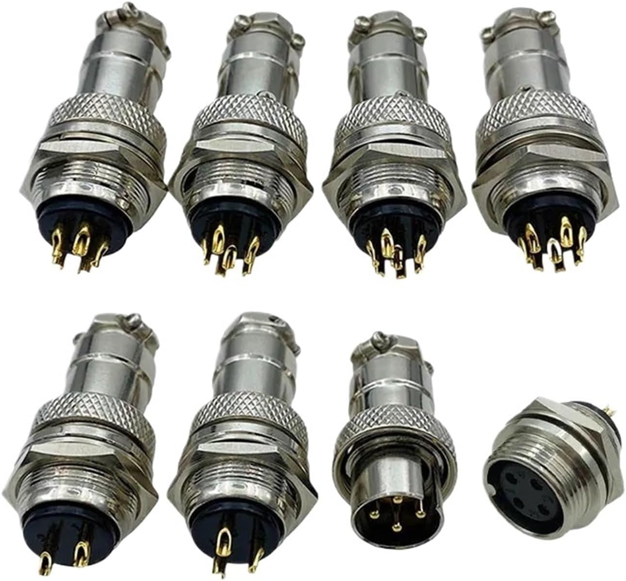 1Pcs Copper Gold Pin 2 3 4 5 6 7 8 Pin GX16 Connector 16mm Male/Female Socket Industrial Welding Connectors(1Pcs Female Socket,3pin)