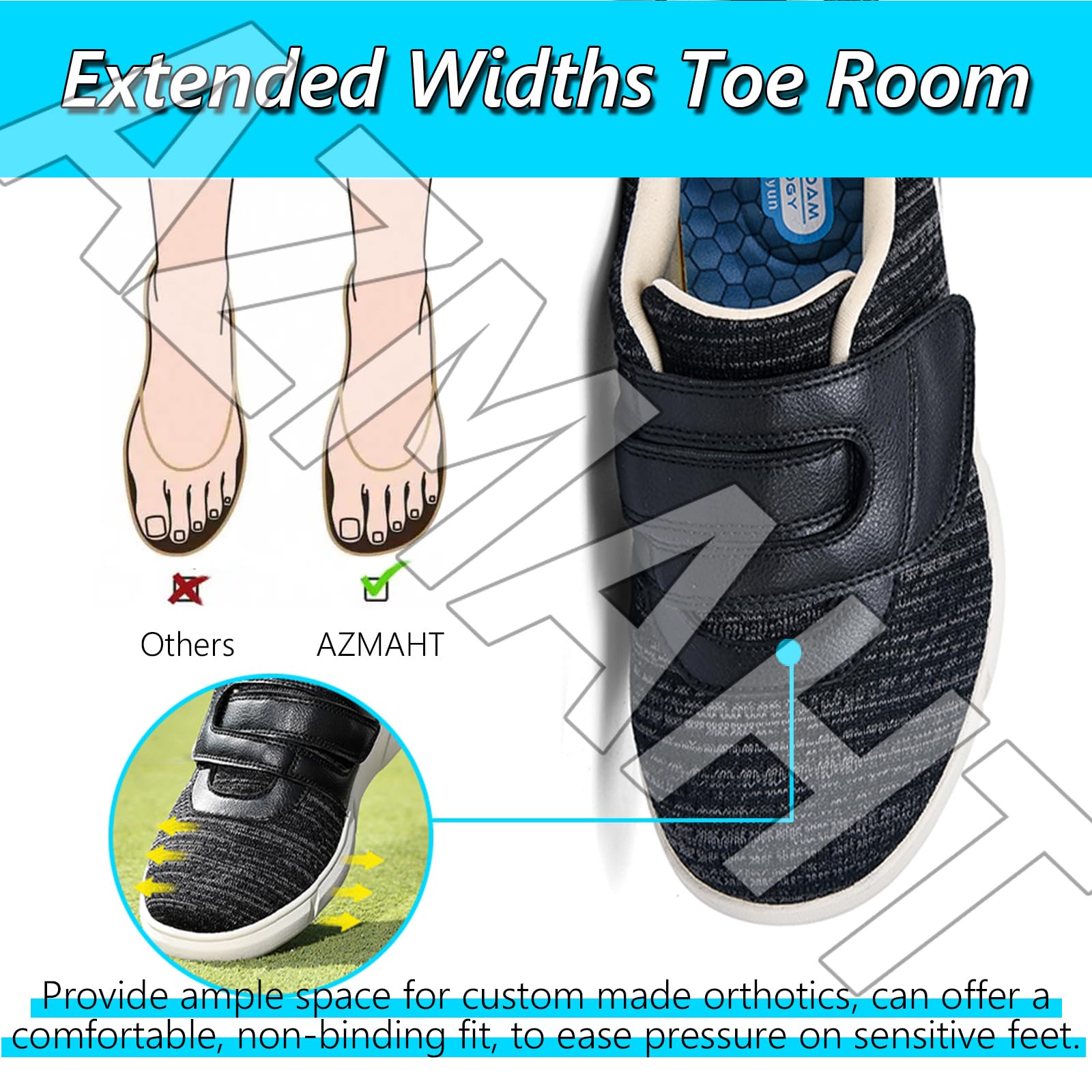 Zapatos para Obesos Pies Delicados OrtopéDicos Hombre Zapatillas Diabéticos Zapatos Caminar Suaves y Flexibles Hinchados,Gris,45 EU
