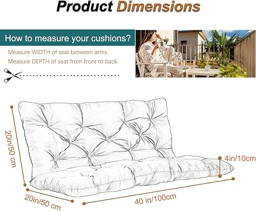 Miniatura 224 de Cojín de repuesto para columpio de 2-3 asientos, cojines de banco para exteriores con respaldo grueso de 4 pulgadas, muebles de patio, jardín, Flor
