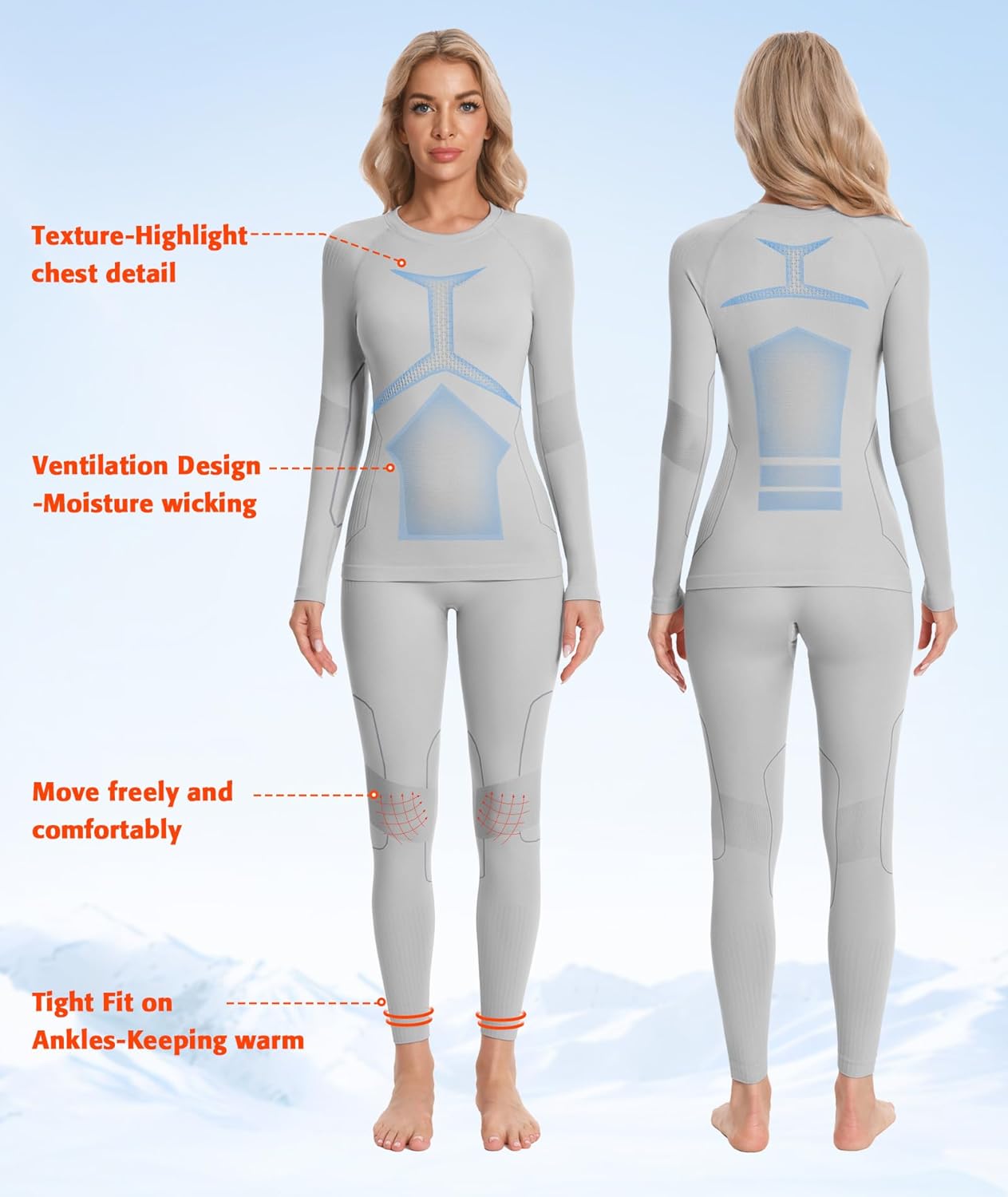 ATTRACO Thermal Underwear Set for Women Long Johns Warm Base Layer Top & Bottom for Cold Weather - Image 2
