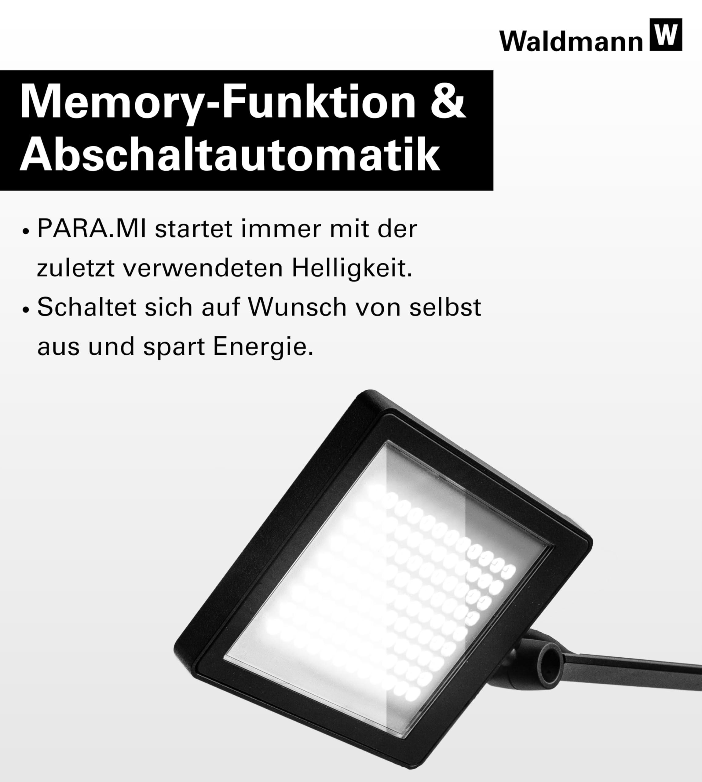 Waldmann Schreibtischlampe | PARA.MI | LED Tischlampe für Home-Office, Büro & Schreibtisch | German Design Award | 4000 K (Schwarz)
