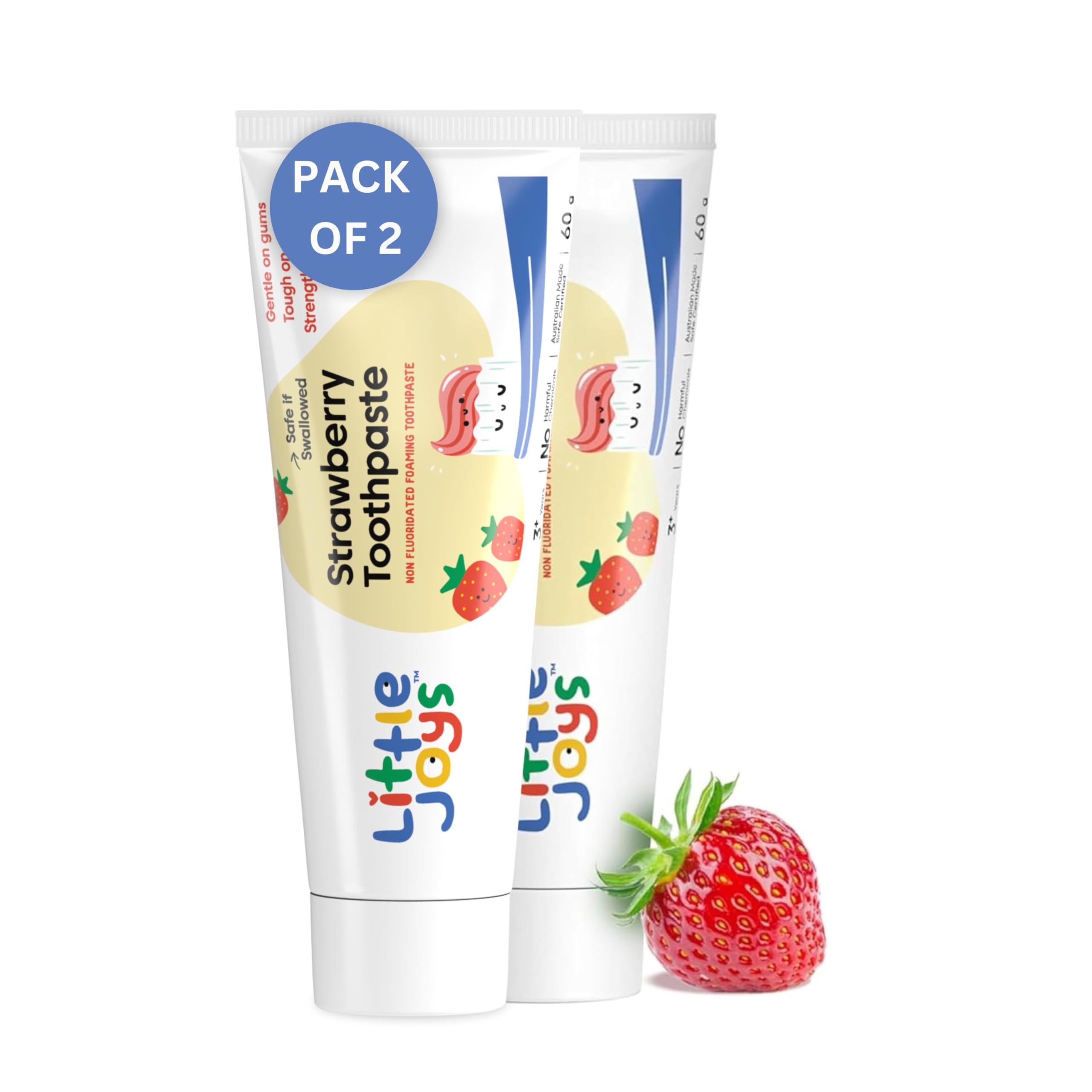 Little Joys Strawberry Flavour Toothpaste For Kids (2-5 Yrs) | Removes Germs & Bacteria | Strengthens Gums & Whitens Teeth | 60 gm X 2-image-45