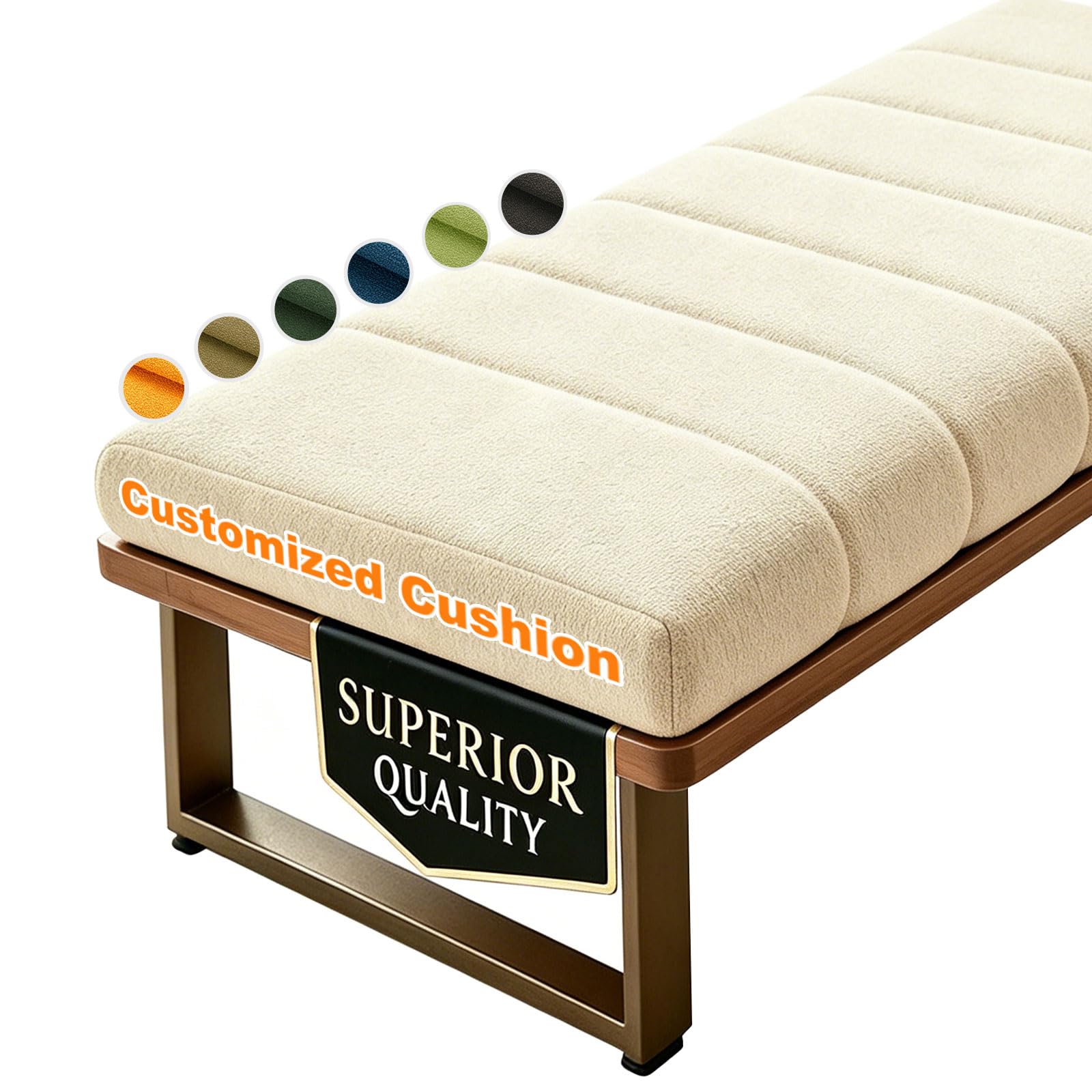 Garberson Custom Bench Cushion Indoor,Bay Window Seat Cushions with Non-Slip Bottom & Removable Washable Cover,Comfort Piano Key Quilted Bench for Entryway Chair,Furniture(Teddy Fleece,5.5cm)