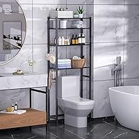 Samstar 4-Tier Over-the-Toilet Storage Rack - Adjustable Height Bathroom Organizer, Freestanding Space-Saver Shelf, Black