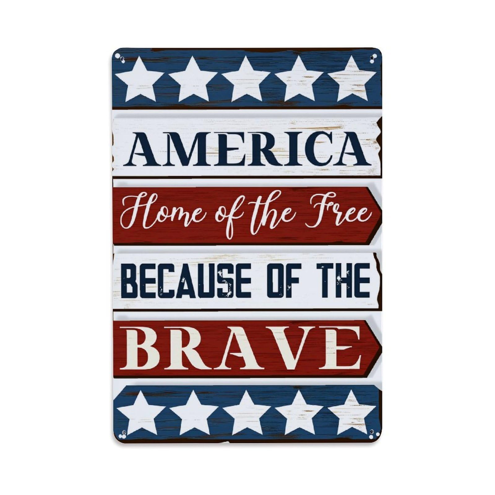 Enderetf Vintage America Home Of The Free Because Of The Brave Tin Sign Metal Poster, Home Bar Garage Man Cave Cafe Indoor & Outdoor Wall Decoration 8X12inches
