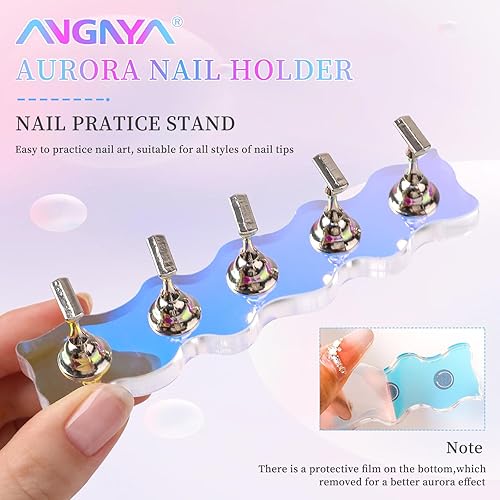 Miniatura 18 de ANGNYA Soporte para uñas a presión, 2 juegos de soportes para uñas Aurora para pintar uñas a presión con 96 piezas de masilla adhesiva reutilizable