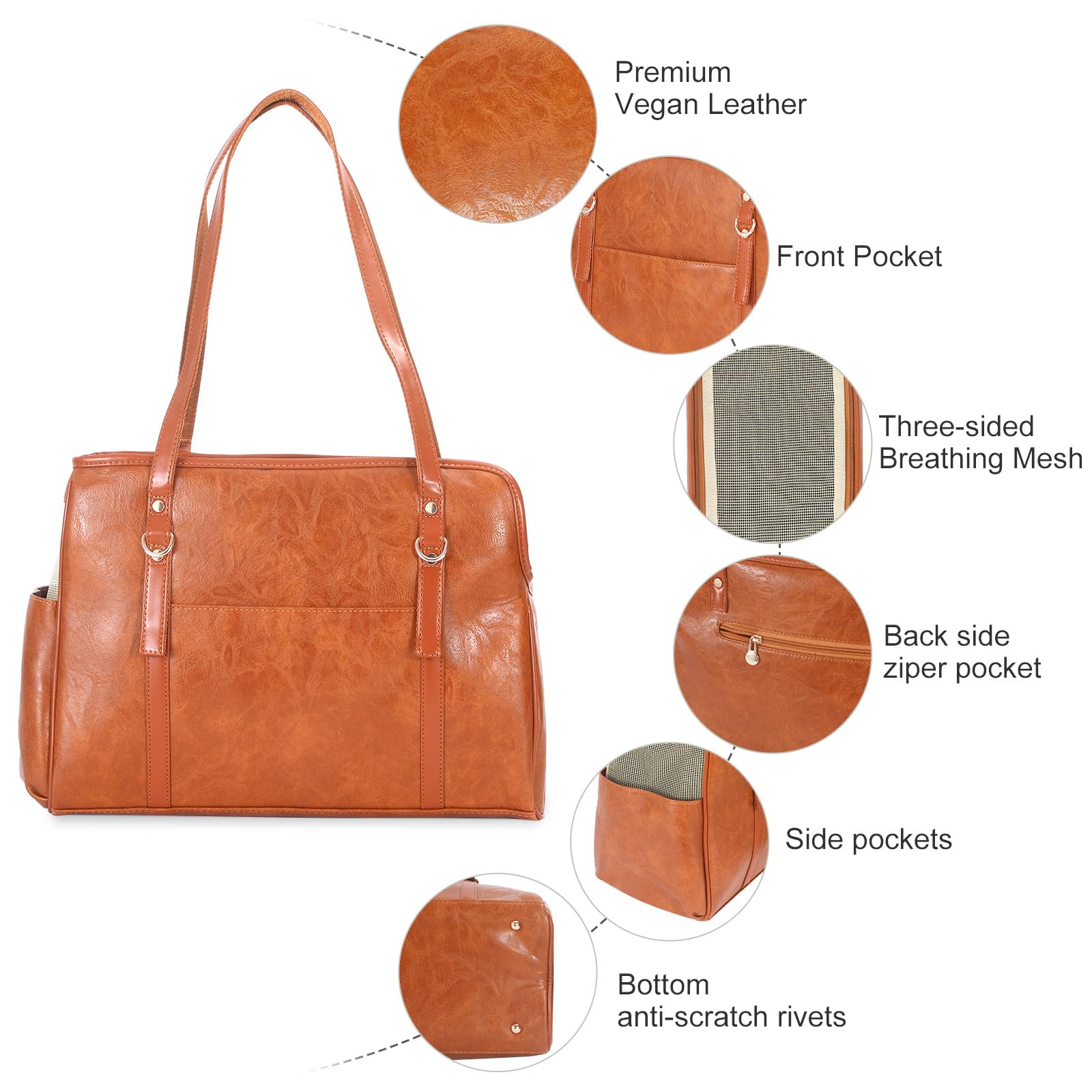 Lasaviin Dog Carrier Purse, Fashion Leather Pet Carrier with Pockets - Image 4