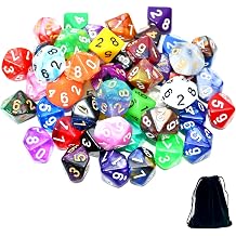 SmartDealsPro 50-Pack D6 D12 D20 6 12 20 Sided Dice Polyhedral Dice with Pouch for DND RPG MTG Table Game D10, Mix Color