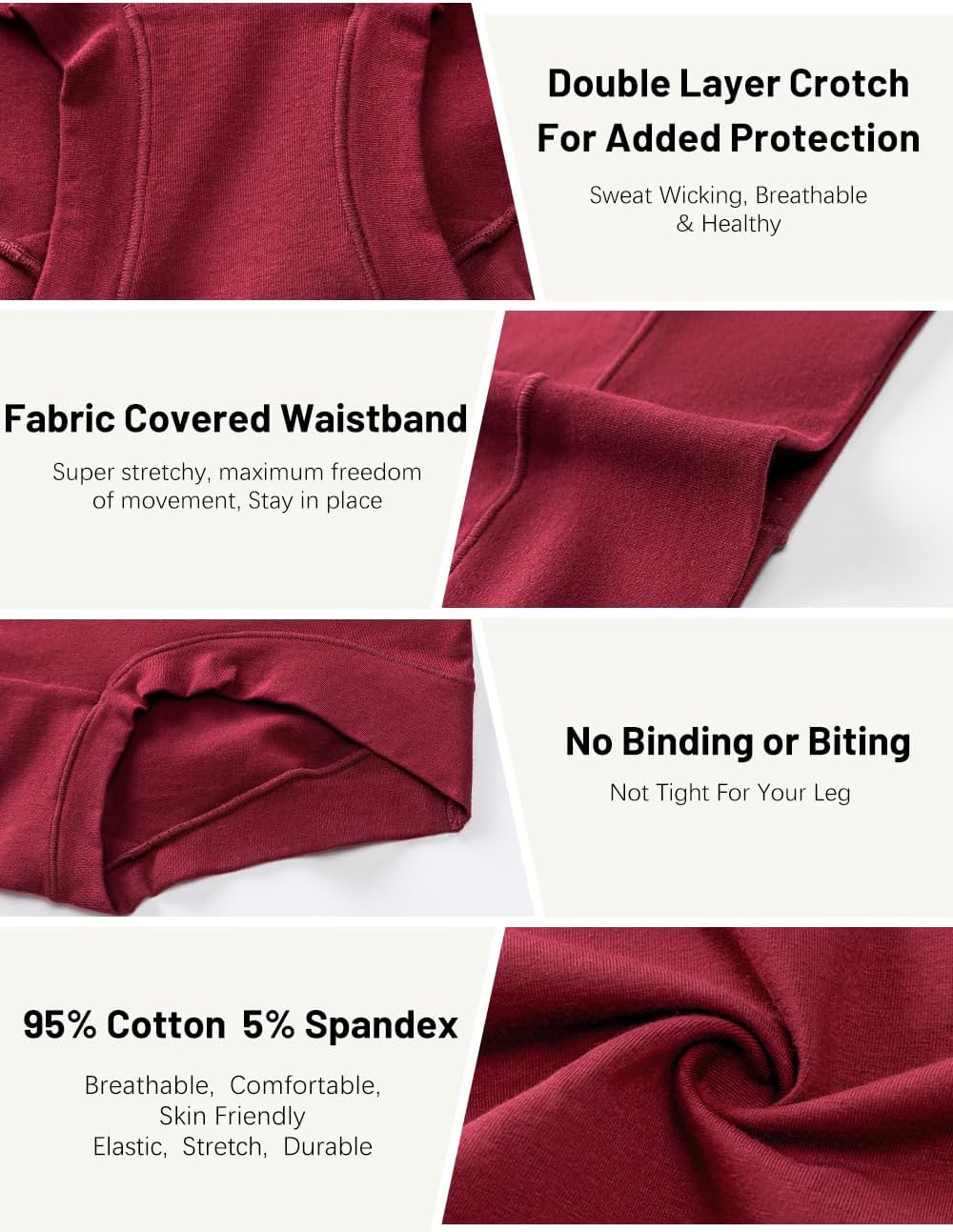 Molasus Womens Cotton Boy Shorts Panties Ladies High Waisted Full Coverage Stretch Underwear Multipack(Regular&Plus Size) - Image 4