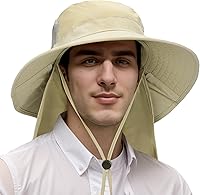 Vista 8 de Catalonia Sombrero de sol para hombre, sombrero de ala ancha para exteriores con solapa para el cuello, para pesca, senderismo, safari, jardinería