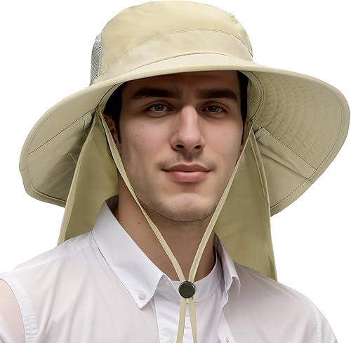 Miniatura 8 de Catalonia Sombrero de sol para hombre, sombrero de ala ancha para exteriores con solapa para el cuello, para pesca, senderismo, safari, jardinería
