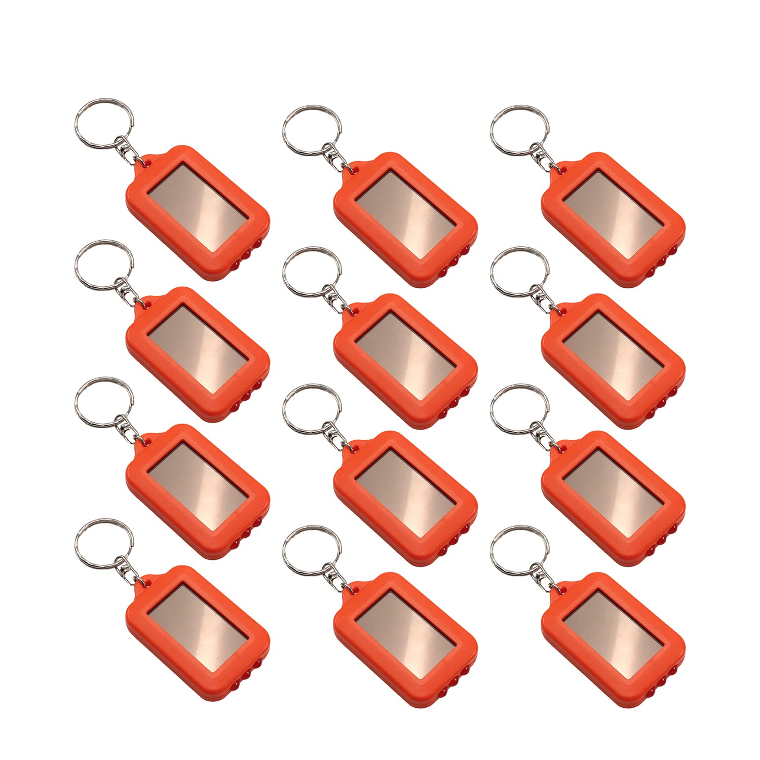 Othmro Blue/Black/Orange Mini Led Keychain Flashlight Torch Solar Energy Power 12Pcs For Camping Hiking Hunting Fishing