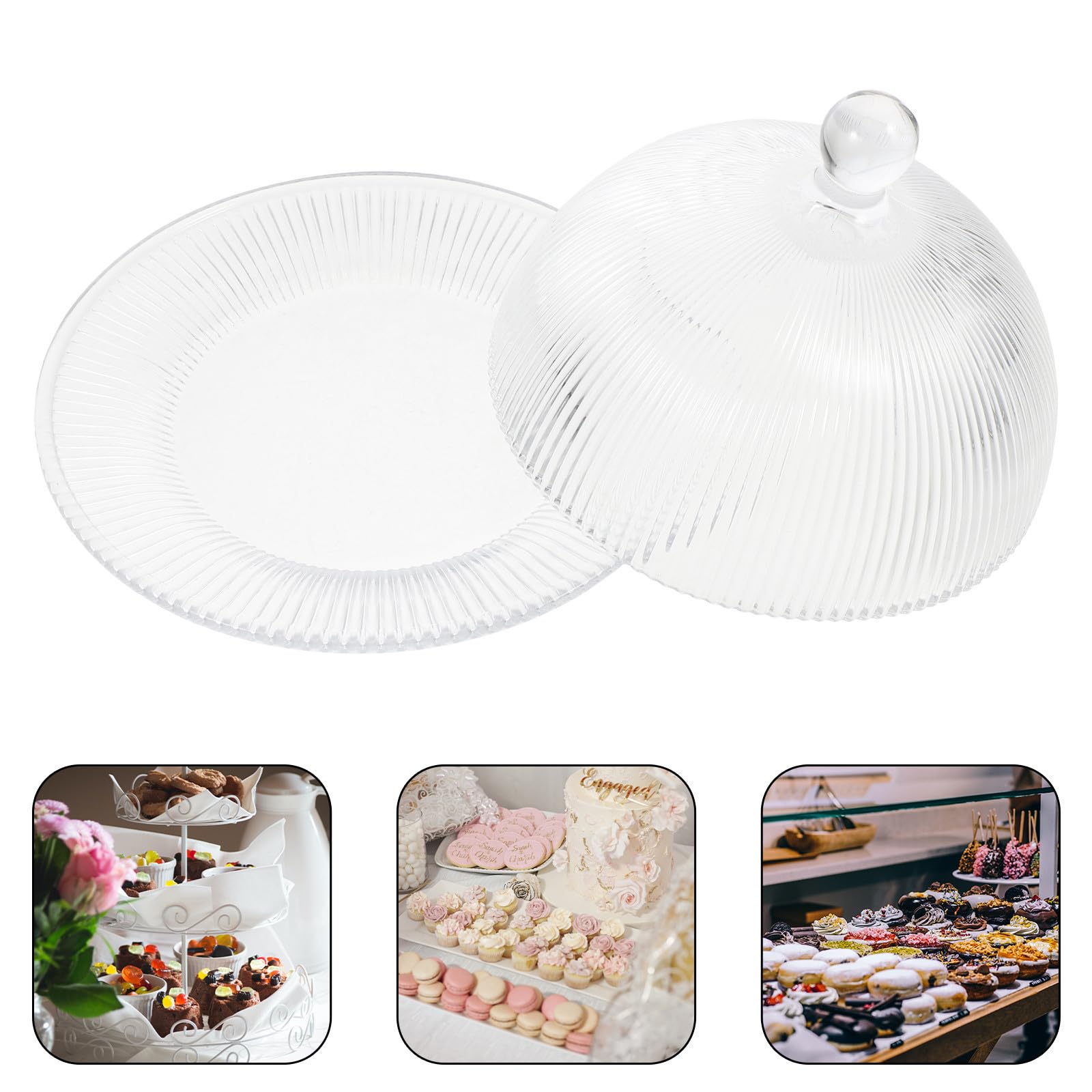 Cúpula de Pastel de Vidrio Transparente Plato para Exhibición y Conservación de Postres, Diseño Innovador y Práctico para Mantener Frescura de Dulces