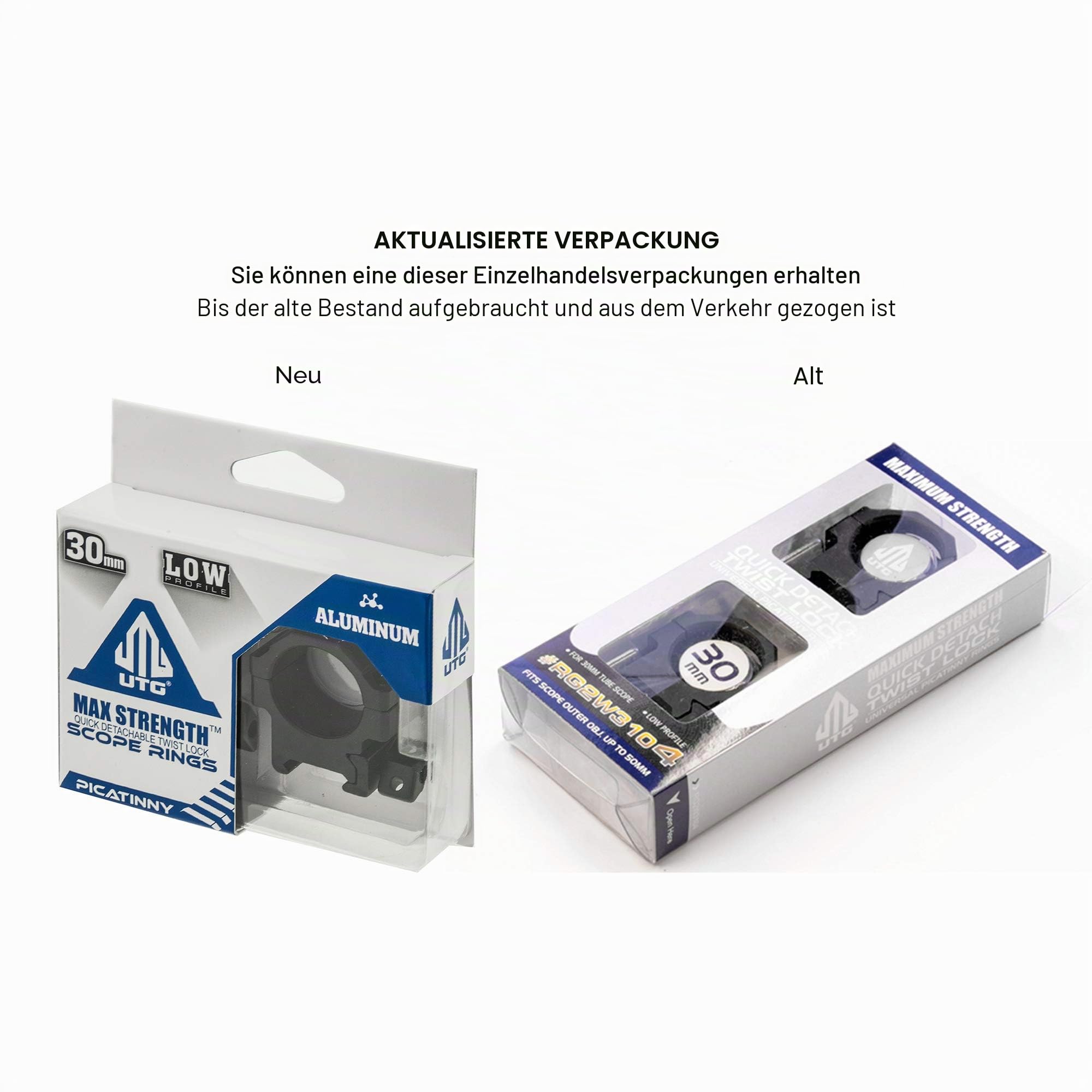 UTG Rg2w3104 Picatinny-Ringe, 30 mm, 2 Stück, niedrig pro max. Stärke, 22 mm breit, Black, 22 Medium