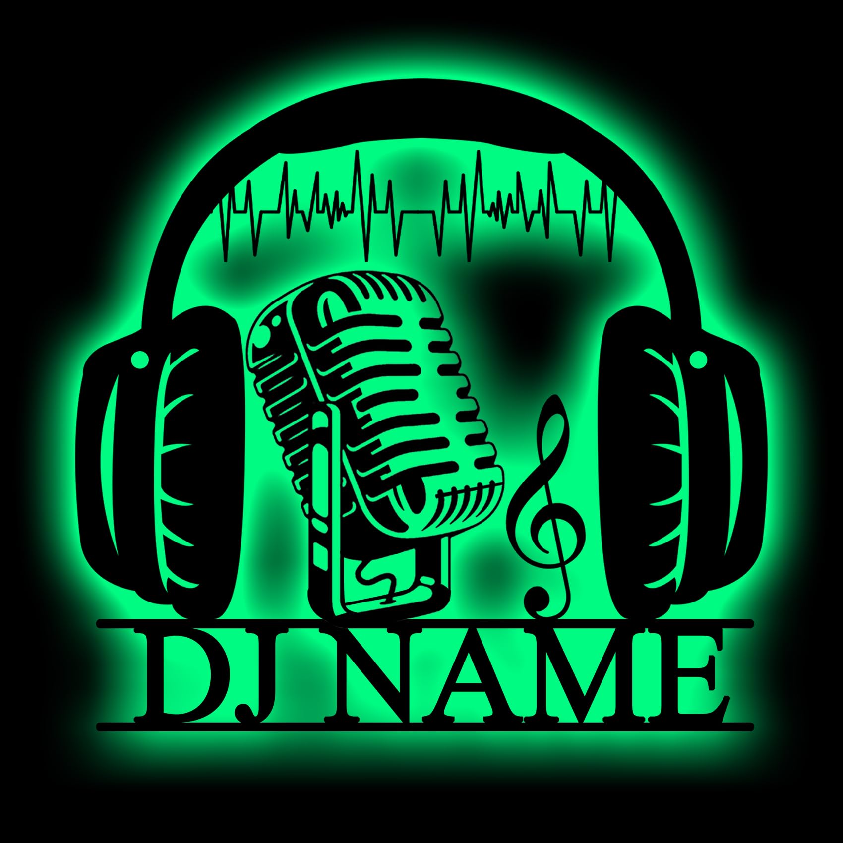GGUIUIC Personalized Microphone Headset Metal Wall Signs with Led Lights Custom DJ Headphone Metal Wall Art Microphone Name Sign Light Music Lover Sign Christmas Birthday Dj GiftsHeadset Wall Sign-3