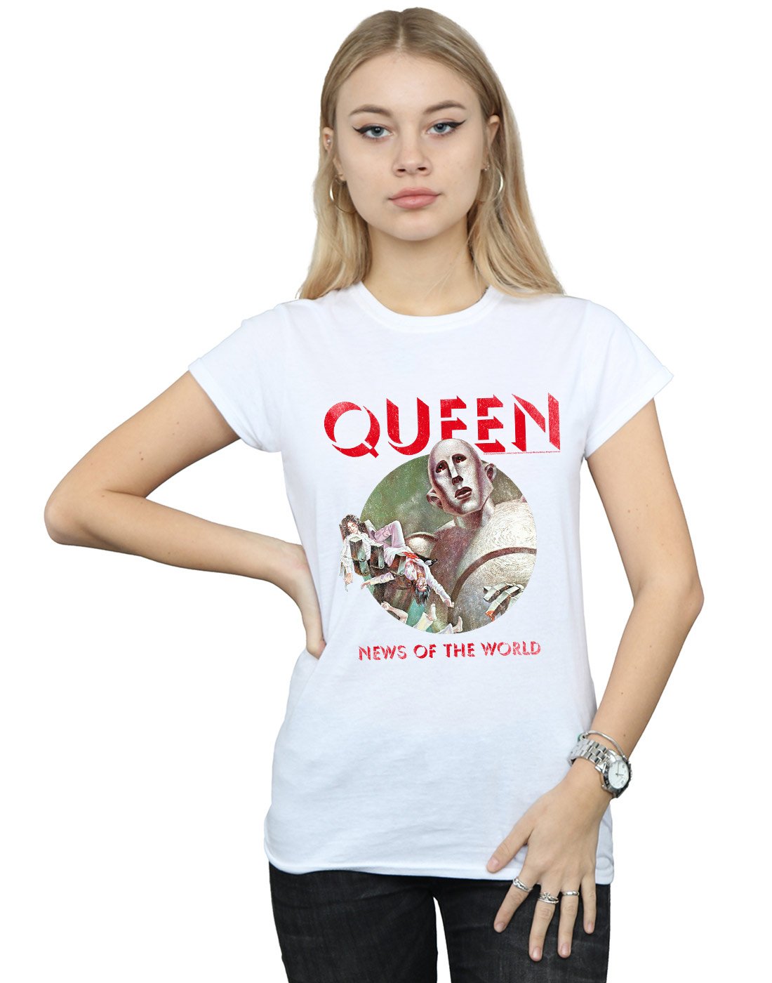 Absolute Cult Queen Women's News of The World T-Shirt White Medium