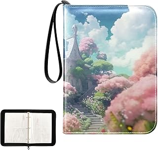 Castle Flower Waterproof Trading Card Binder,400-Pocket Trading Album Display Holder,Display Case with Card Sleeves Set for Soccer Card,Gaming Cards,and Other TCG 2011752