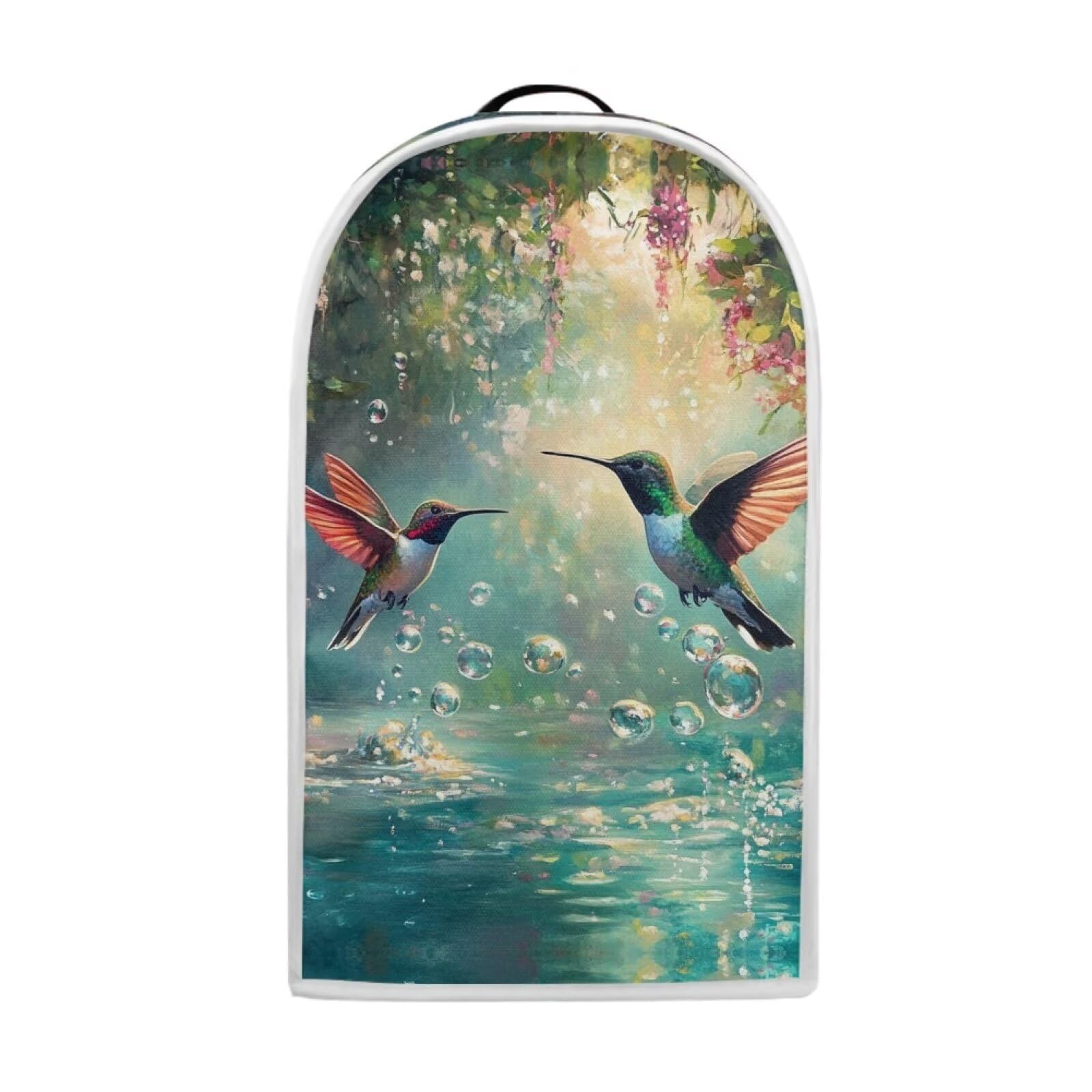doginthehole Blender Dust Cover Aesthetic Teal Floral Hummingbird Design Dust Proof Blender Covers Coffee Maker Cover Washable Stand Mixer Cover