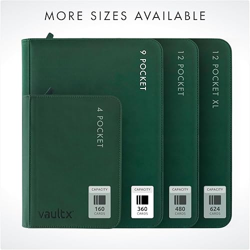 Miniatura 8 de Vault X Carpeta de 9 bolsillos con cremallera para tarjetas, 360 tarjetas, material de álbum Exo-Tec premium, 20 páginas de carga lateral, carpeta