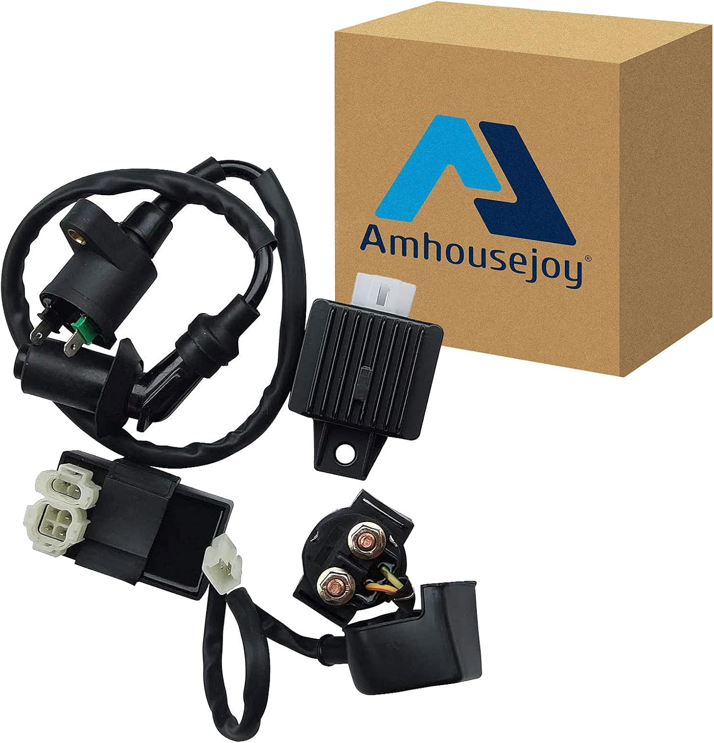 Ignition Coil AC CDI Box Solenoid Relay Voltage Regulator for GY6 50cc