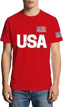 Mens USA Shirt American Flag T-Shirt 4th of July Short Sleeve America Patriotic Tee Tops
