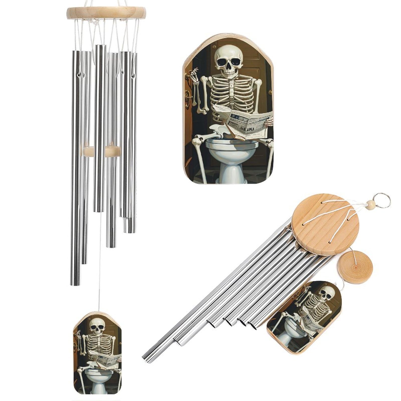 Carillon éolien squelette pour décoration extérieure de jardin et ambiance de terrasse